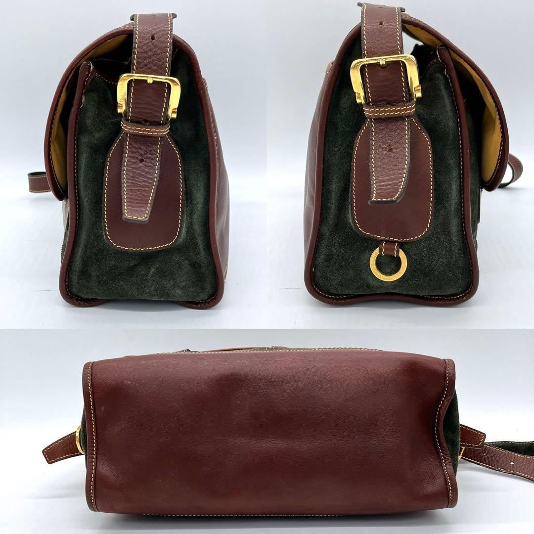 LOEWE】メッセンジャーバッグ アナグラム ゴールド金具 スエード