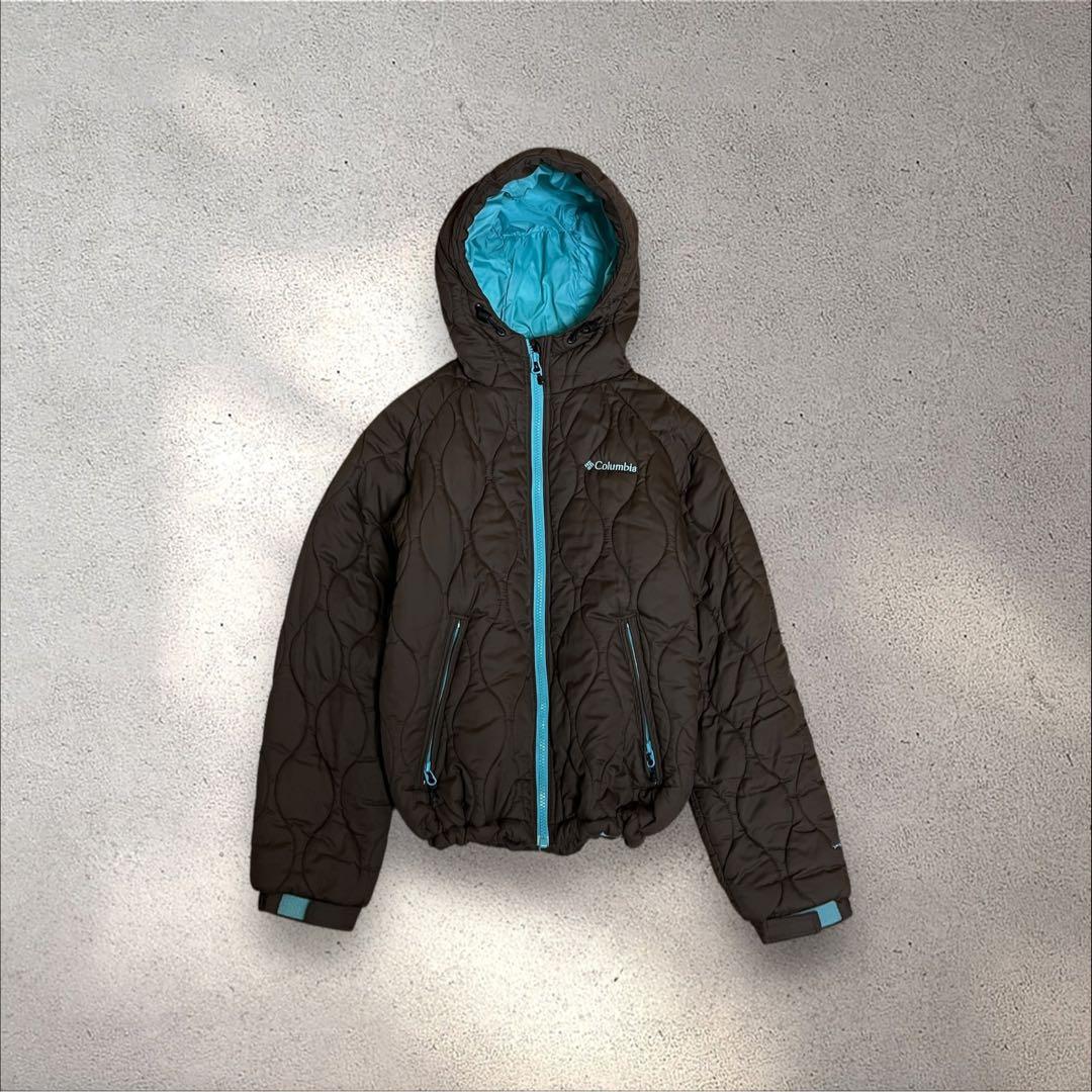 Columbia puffer jacket ドローコード　短丈　中綿　y2k 00s Columbia 短丈 hooded puffer jacket y2k - メルカリ