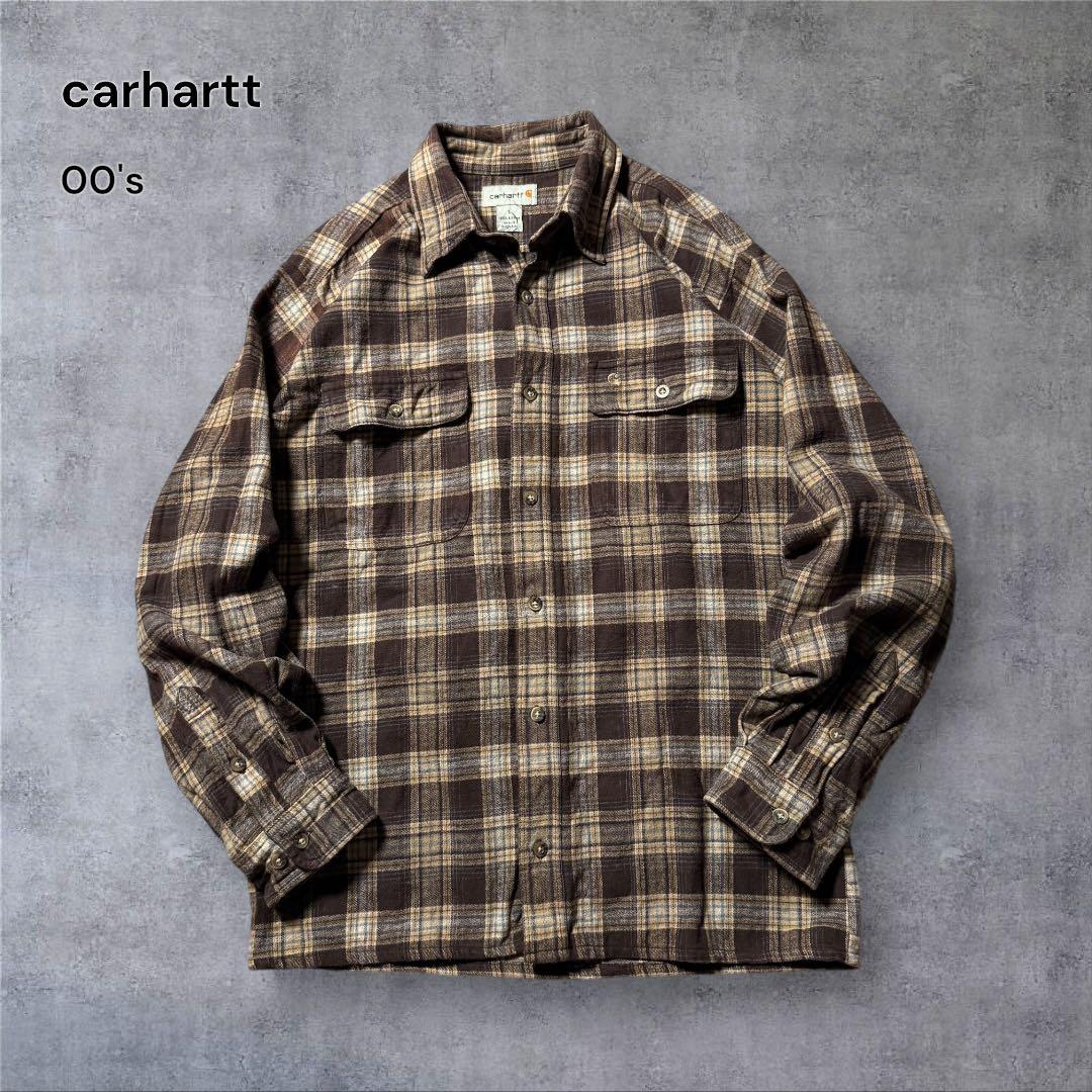 2335古着00年代carharttヘビーネルボードシャツ好配色チェック柄ワーク 楽天市場】00s カーハート Carhartt チェック柄 ネルシャツ ボタン