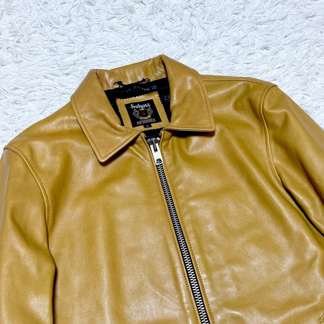 希少カラー SCHOTT ショット ライダースジャケット 襟付き XL イエロー