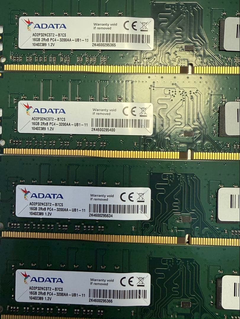 ADATA (16GBx4) DDR4 メモリ 3200MHz 64GB