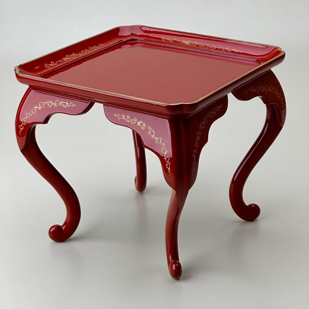 江戸期 朱漆脚付お膳台・供物台 元治元年箱書 骨董品 アンティーク