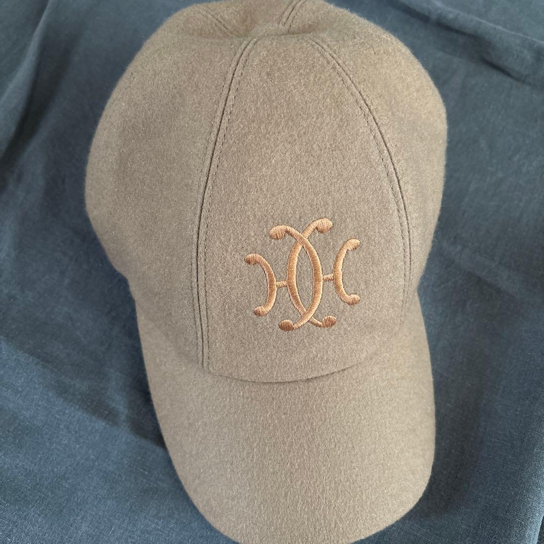 HERMES エルメス キャップ 57 キャメル ロゴ