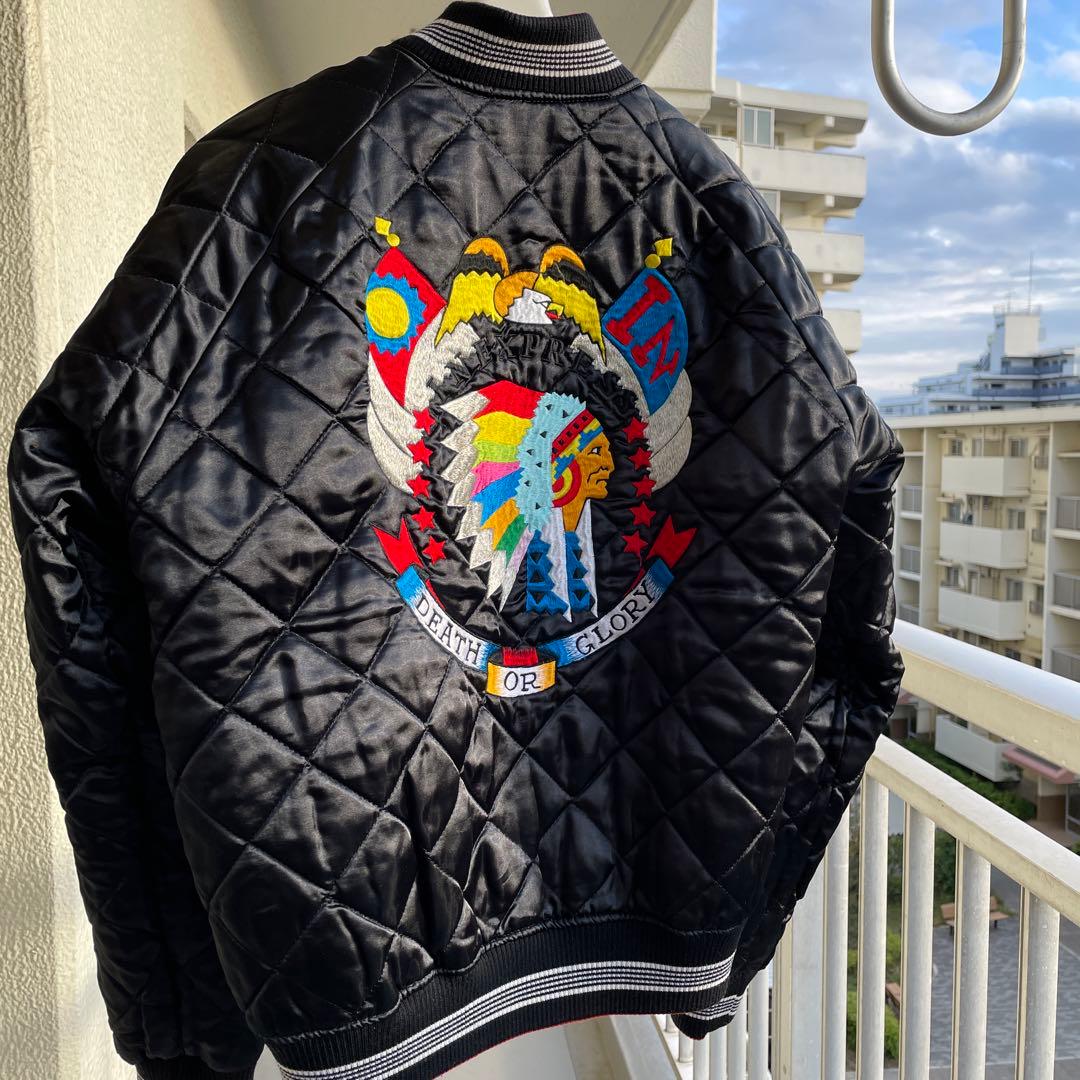 スカジャン90年代美品Express 刺繍キルティングJリバーシブルLサイズ