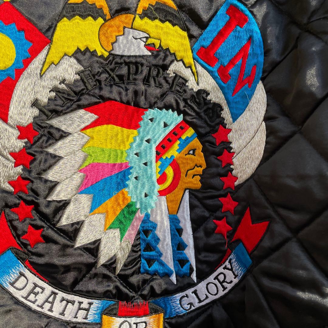 スカジャン90年代美品Express 刺繍キルティングJリバーシブルLサイズ