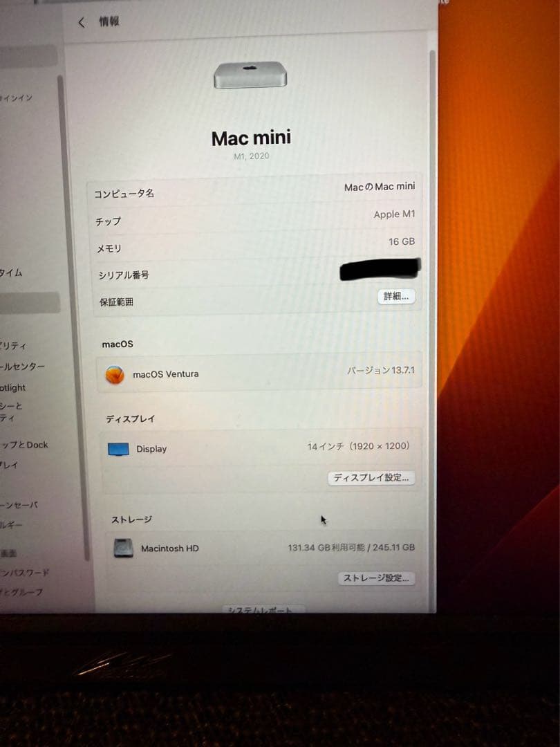 Apple Mac mini M1 メモリ16GB ssd 256GB