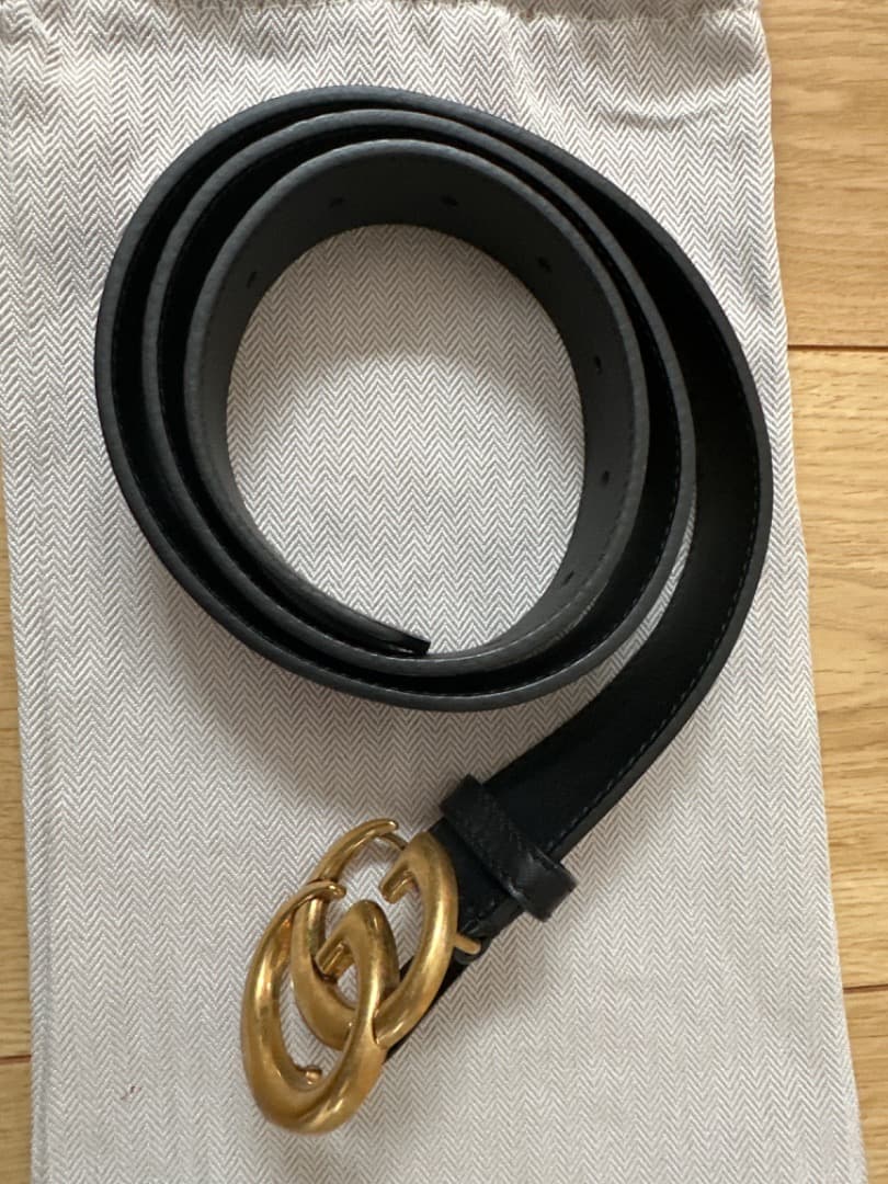 GUCCI ダブルG レザー ベルト ブラック