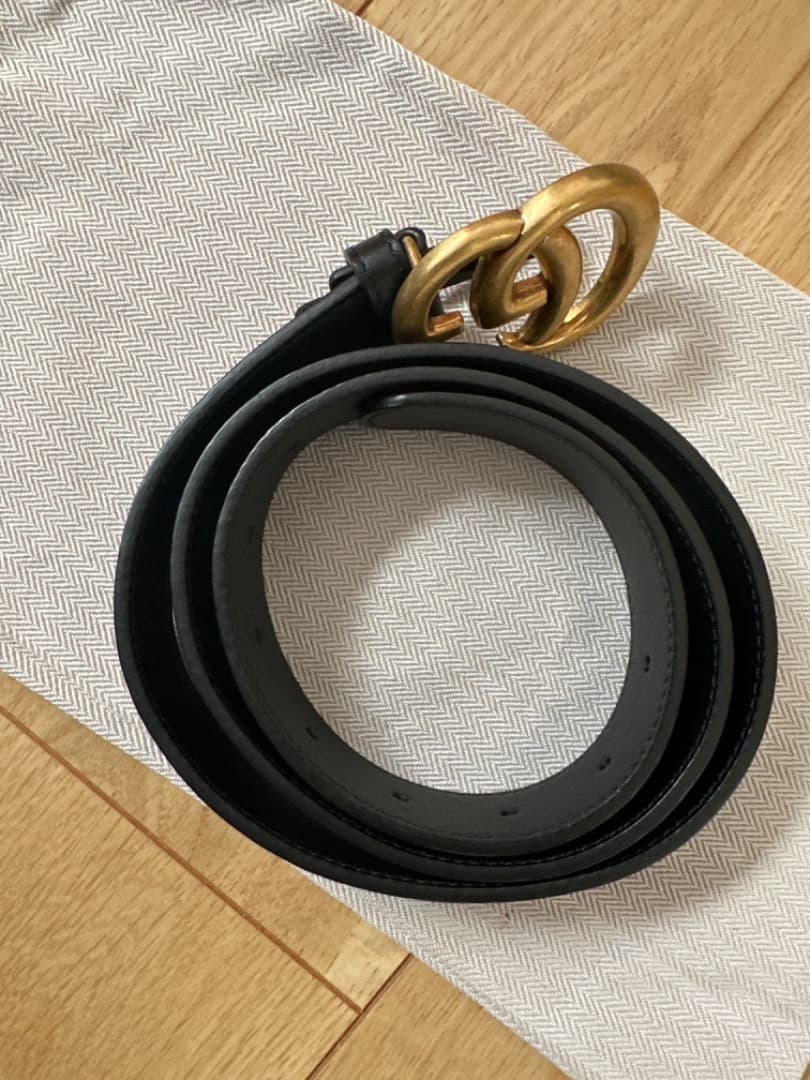 GUCCI ダブルG レザー ベルト ブラック