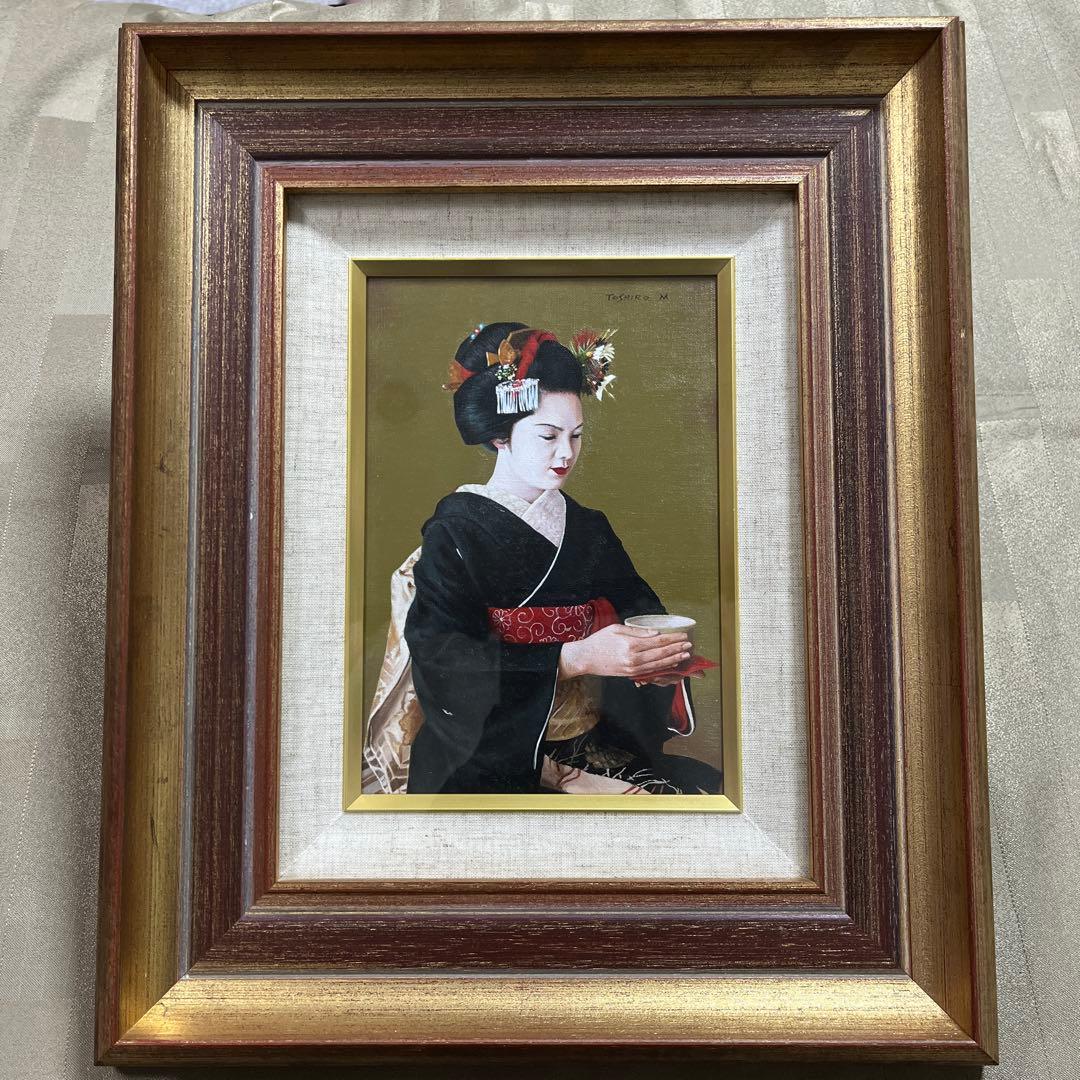 ⭕️油絵 二科会 会員 松井敏郎 画題 [御点前] SM パリ賞受賞 油彩