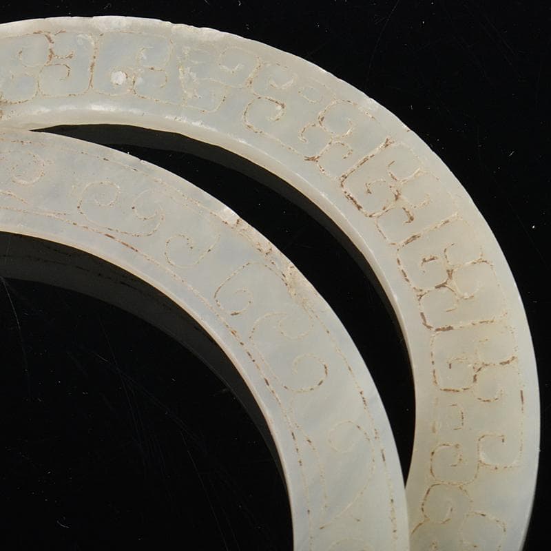 中国 玉石白玉彫刻 玉器 玉壁 玉飾 玉珮 2点まとめて M