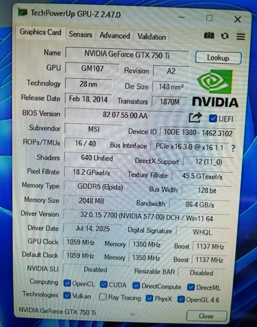 グラフィックボード・グラボ・ビデオカード MSI GTX750Ti N750Ti TF 2GD5OC