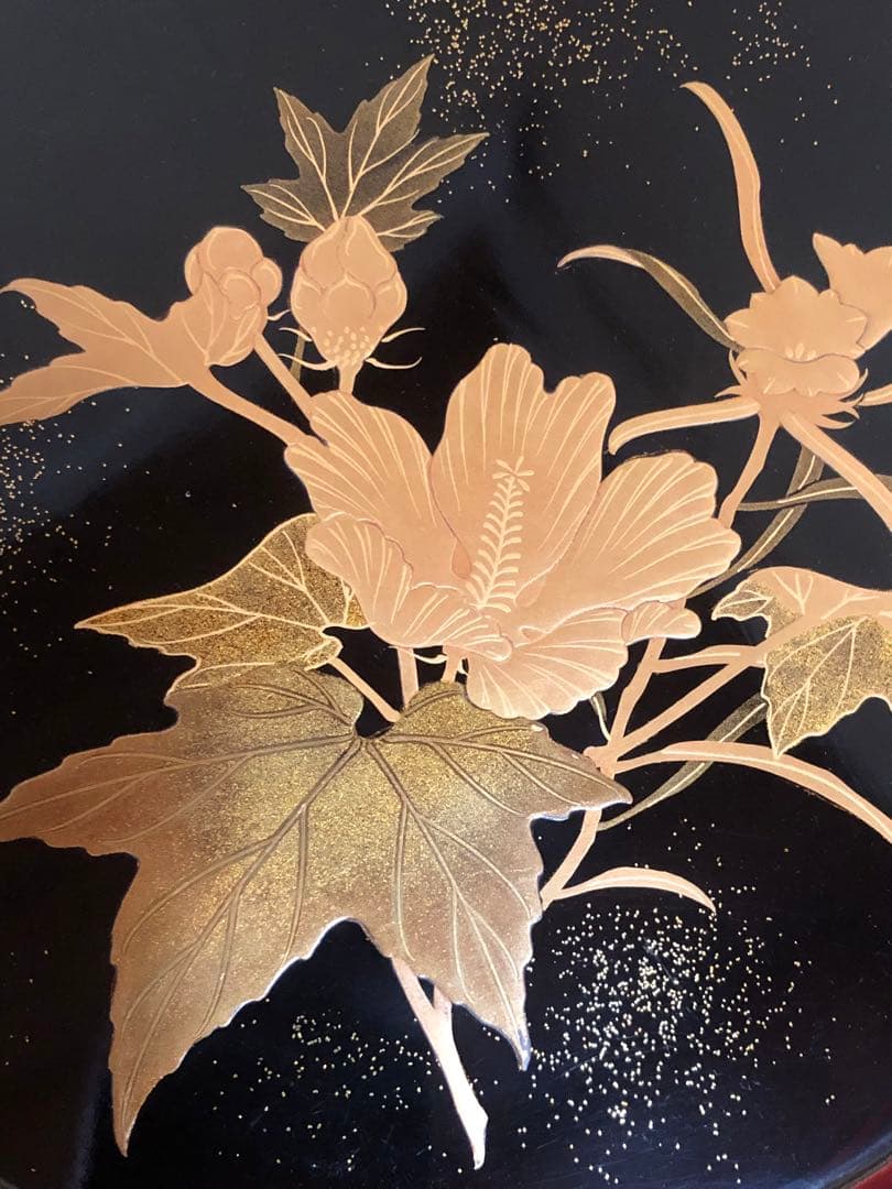 《レ》蒔絵 丸盆 菓子盆4客 木製漆器 木箱　260128く2