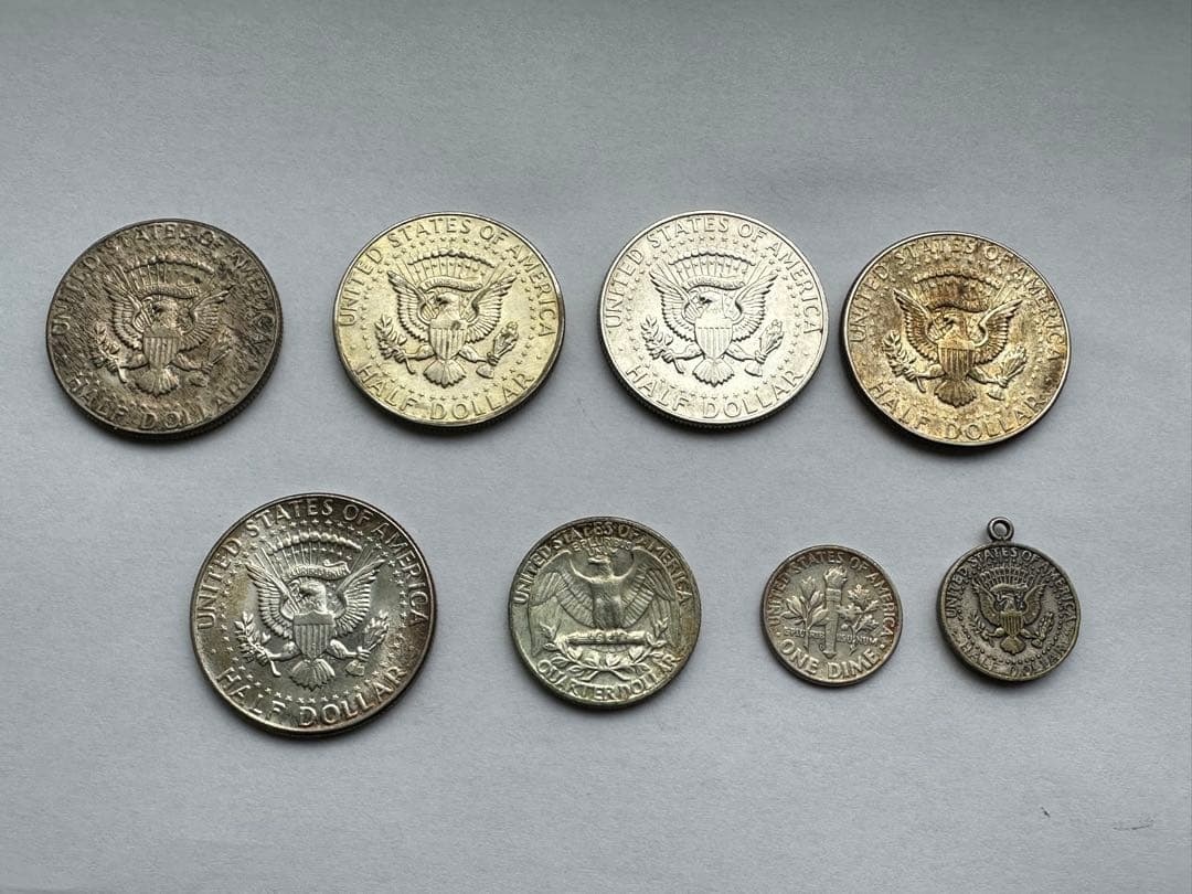 メルカリ銀貨 7枚➕メダル1枚 ケネディ銀貨 ハーフダラー 銀貨 古銭