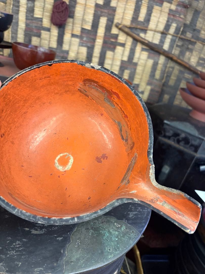 アイヌ エトゥヌプ 片口 儀礼用 イヨマンテ 民具 漆器 根来塗り 明治