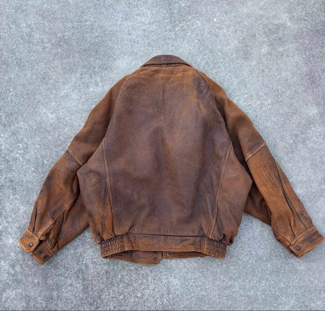 90'svintage レザーブルゾン ブラウン 短丈 ボアライナー アメカジ