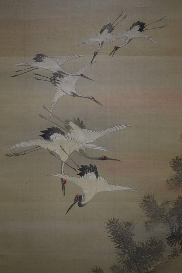 真作/大西圭斎/松群鶴亀図/布袋屋掛軸HE-810