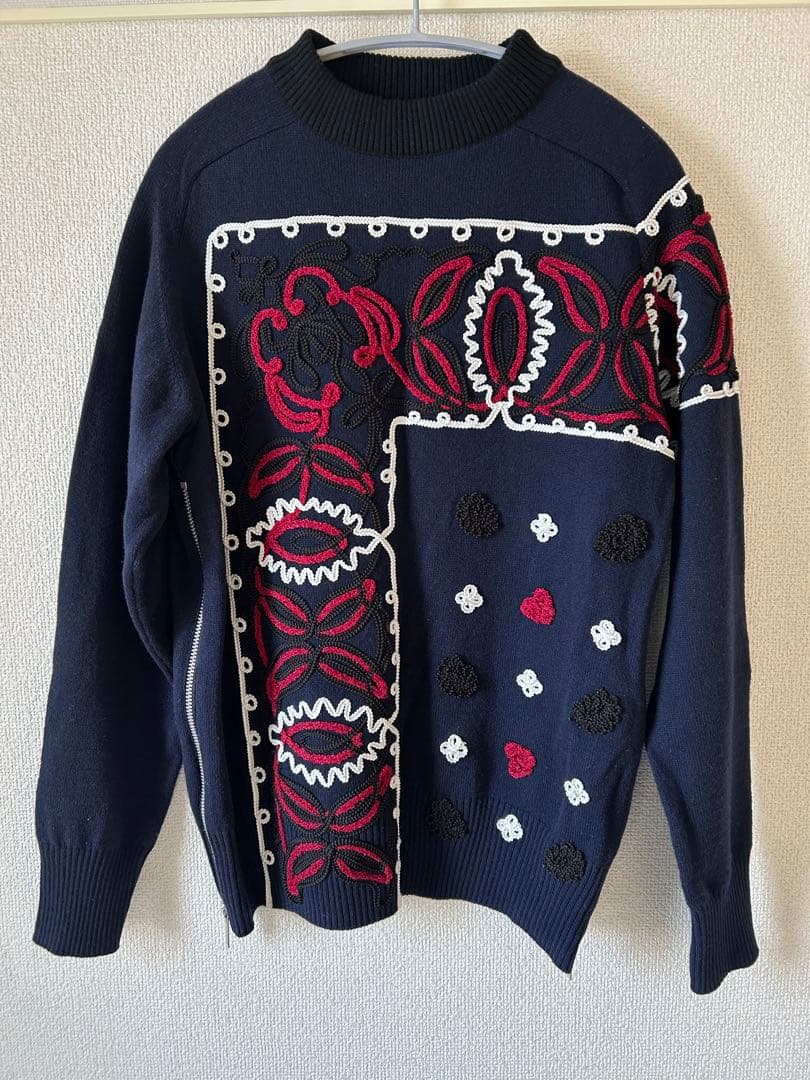 サカイ ペイズリー 刺繍 ニット
