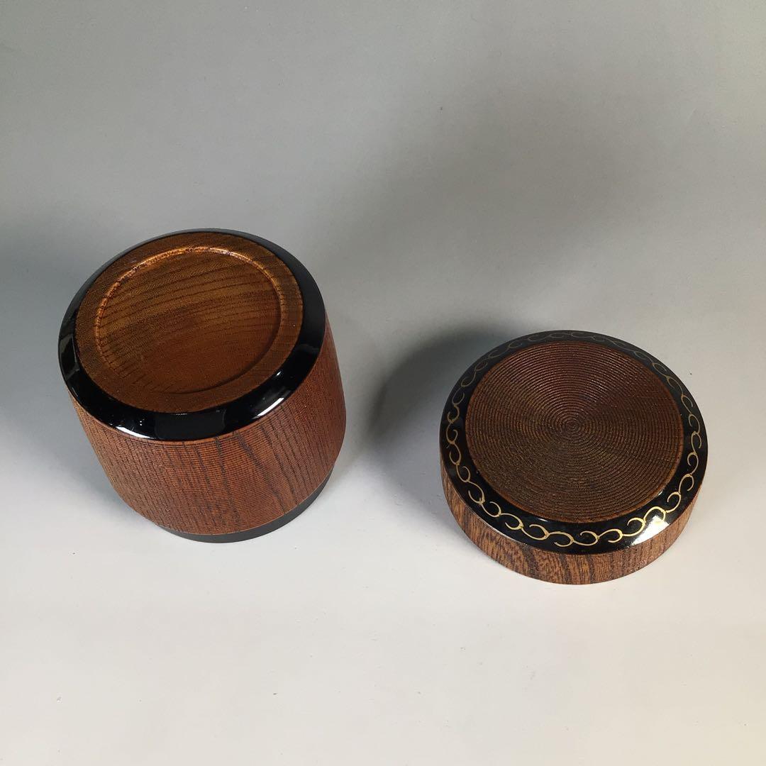 M695 棗 『蒔絵師 筑城筑良作』『唐草蒔絵』『雪吹棗』 共箱