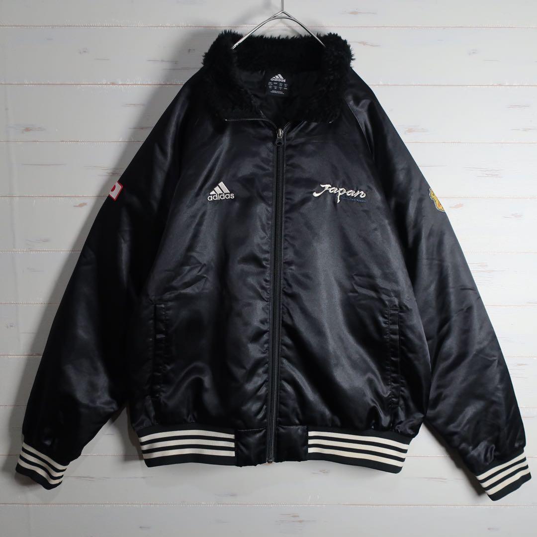 アディダス スカジャン サッカー 日本代表 刺繍 L 黒 ワールドカップ