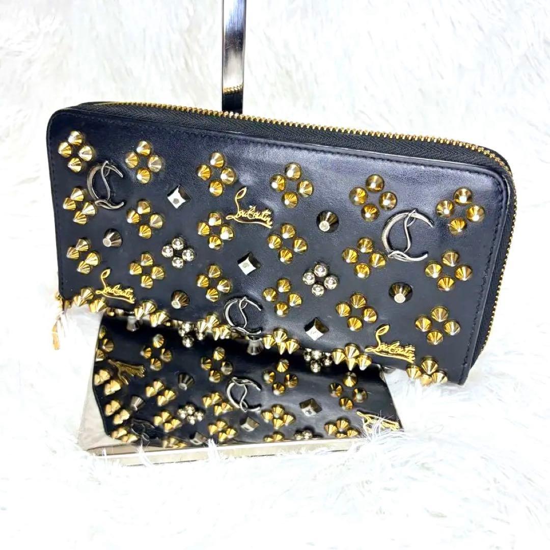 ✨極美品✨ クリスチャンルブタン スタッズ 長財布 ブラック×ゴールド