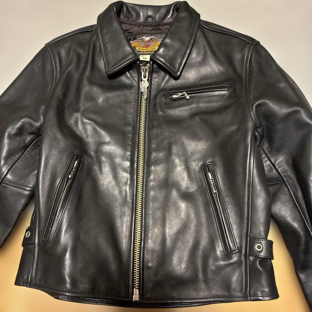 ハーレーダビッドソン シングルライダースジャケット 革ジャン XS