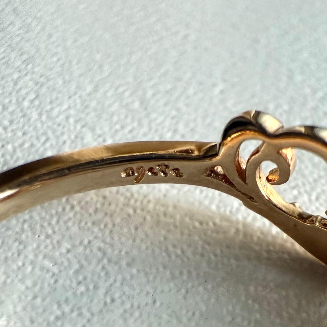 agete アガット K10 オリーブ モチーフ リング 指輪 透かし レース