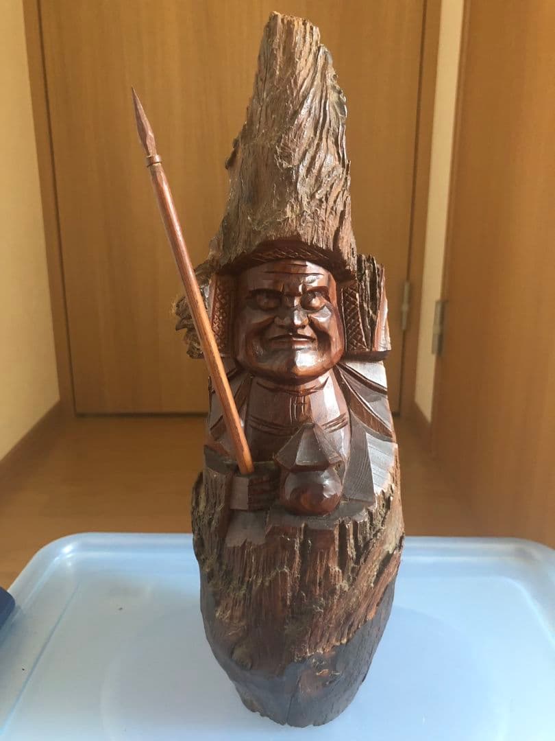 鍾馗様一刀彫　伝統工芸品　彫刻　昭和　当時物 オブジェ　飾り物　流木　置物 鍾馗様一刀彫 伝統工芸品 彫刻 昭和 当時物 オブジェ 飾り物 流木 置物