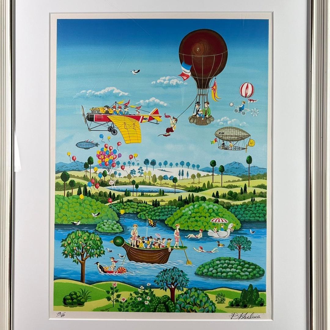 ビン・カシワ「パラダイス」リトグラフ 直筆サイン入り 額縁入り ヒロ