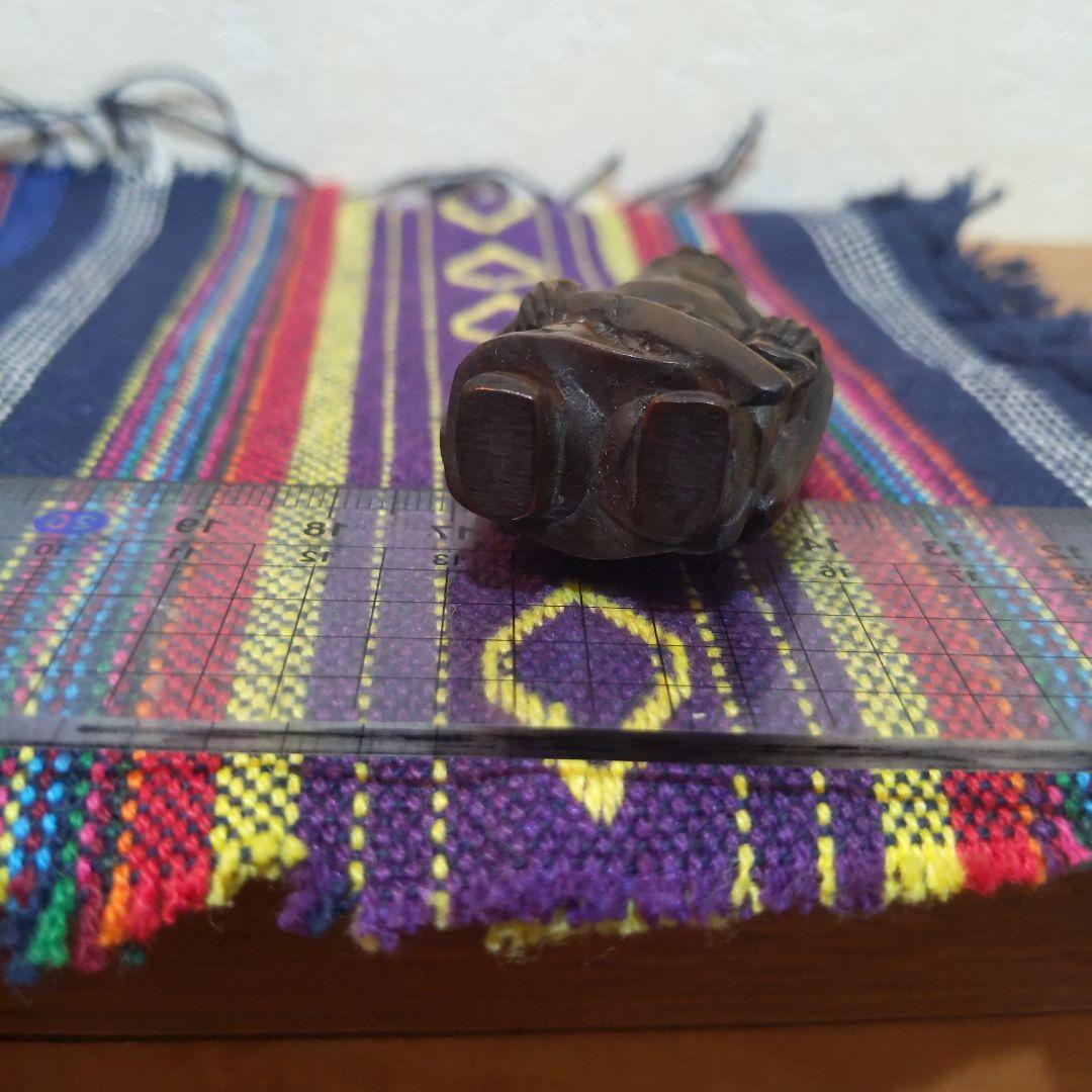 時代提げ物 緻密彫木製根付 在銘【鍾馗様】高さ約6.3cm