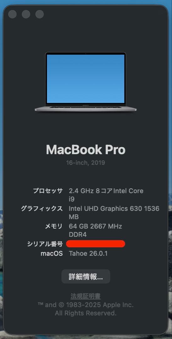 極美品-MacBook Pro i9/16インチ 64GB ハイスペックモデル