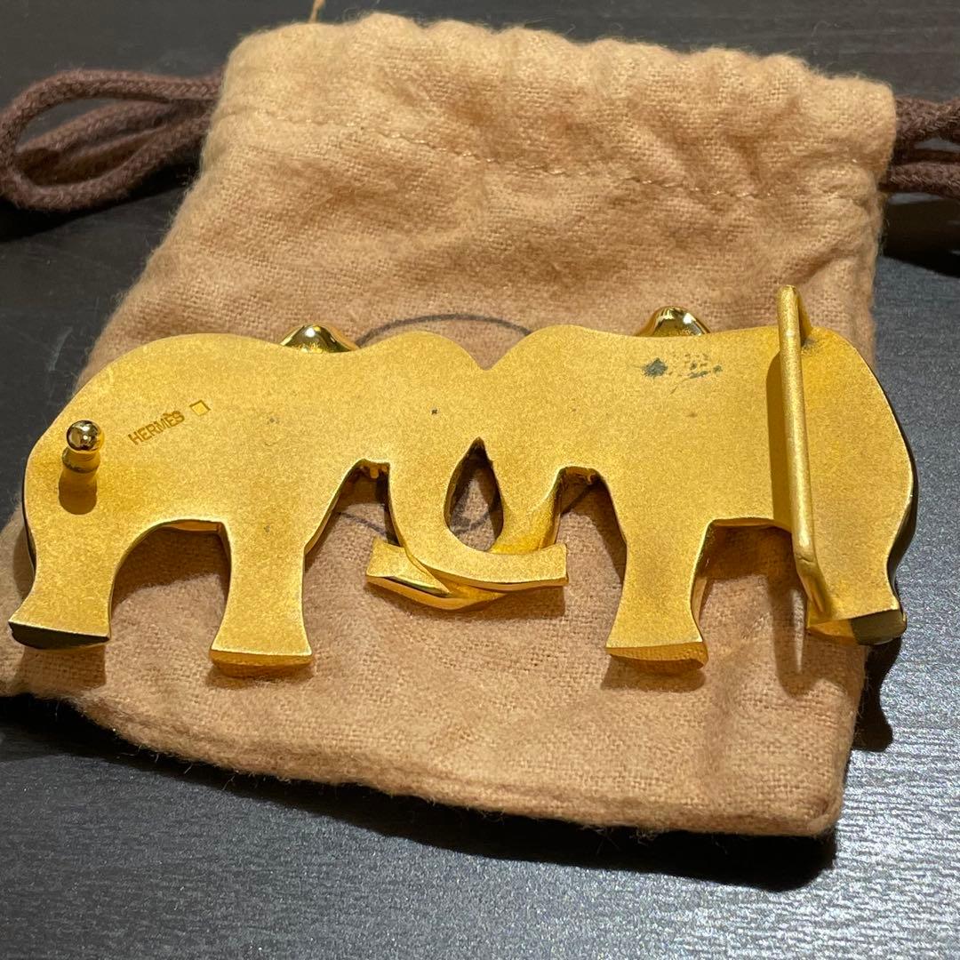 エルメス HERMES エレファント 象デザイン 金色バックル 希少 - 小物