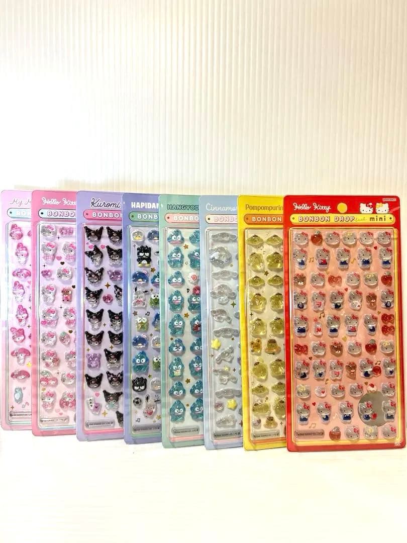 【正規品】最新作　サンリオ　ボンボンドロップシール　ミニ　8枚　コンプリート サンスター文具 ボンボンドロップシール ミニ サンリオキャラクターズ
