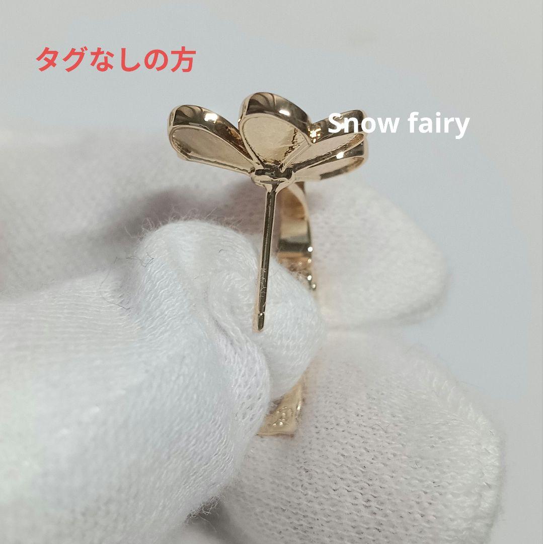 ハイクオリティ 三つ葉ピアス フラワーピアス イエローゴールド