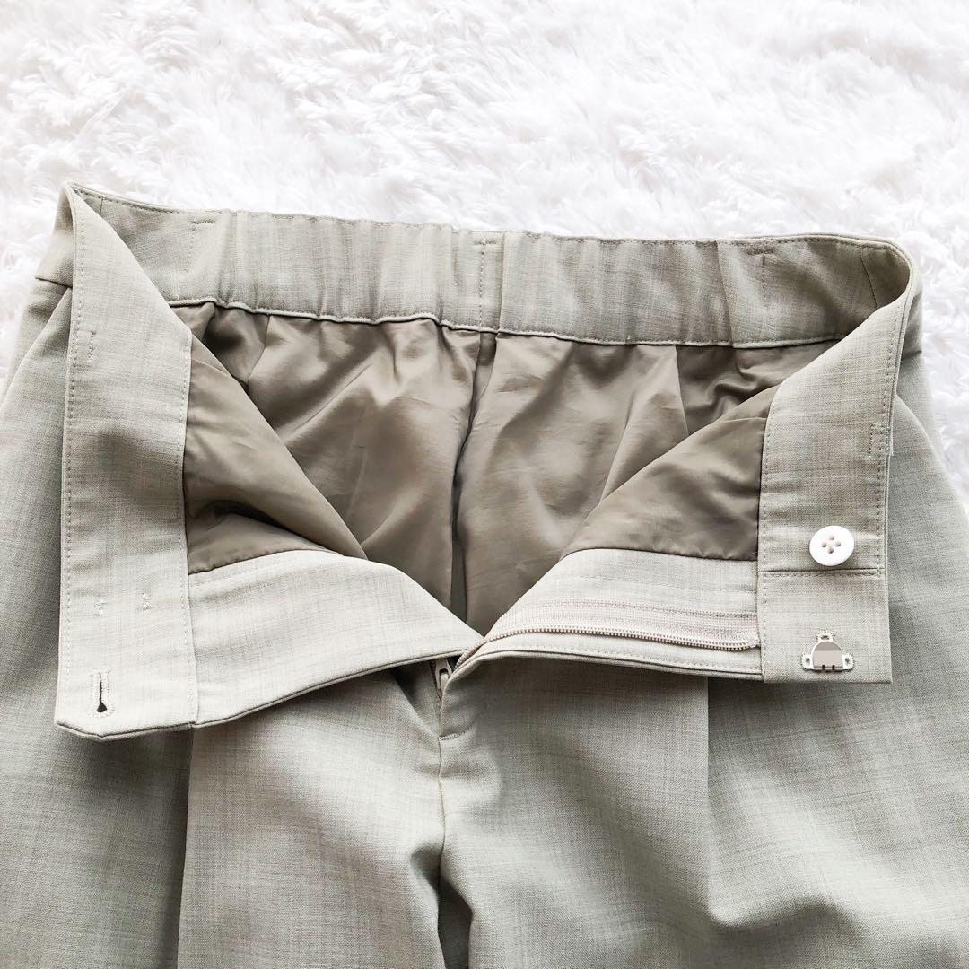 《グリーンレーベルリラクシング》ノーカラー　パンツスーツ　ウォッシャブル　36