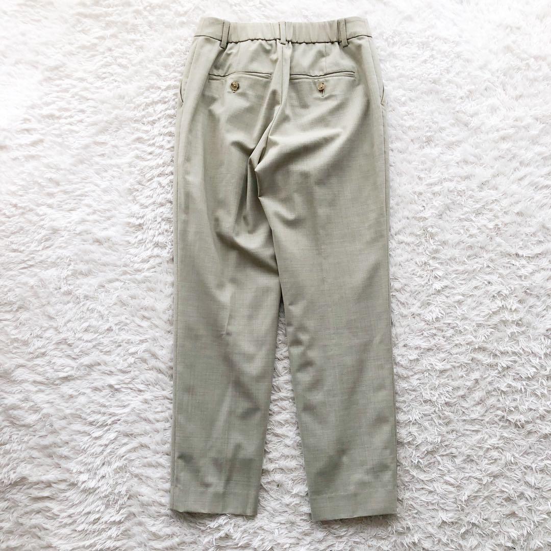 《グリーンレーベルリラクシング》ノーカラー　パンツスーツ　ウォッシャブル　36