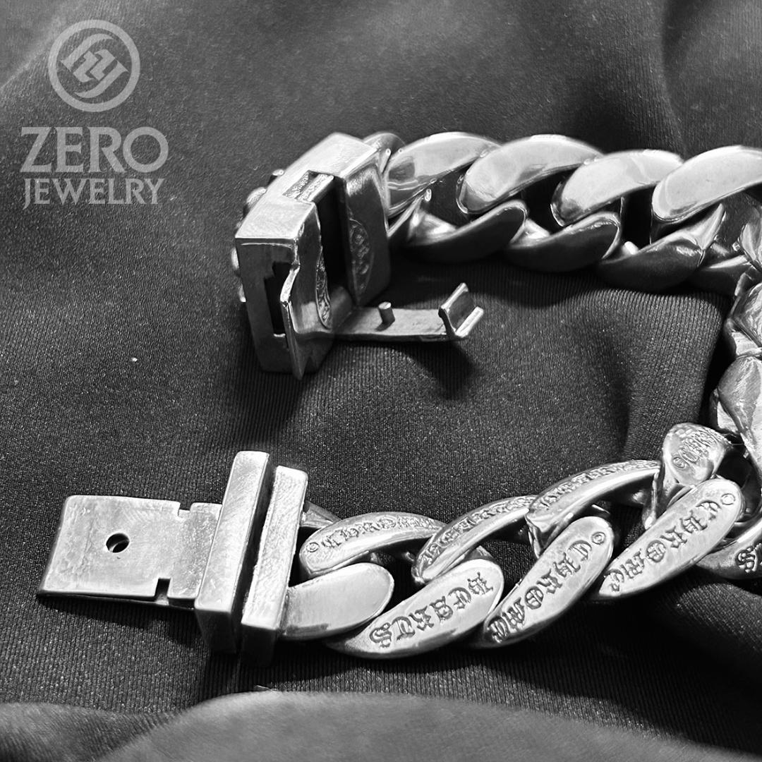 ⭐️即日発送⭐️925刻印】クロス極太ブレスレット 11リンク Wロック