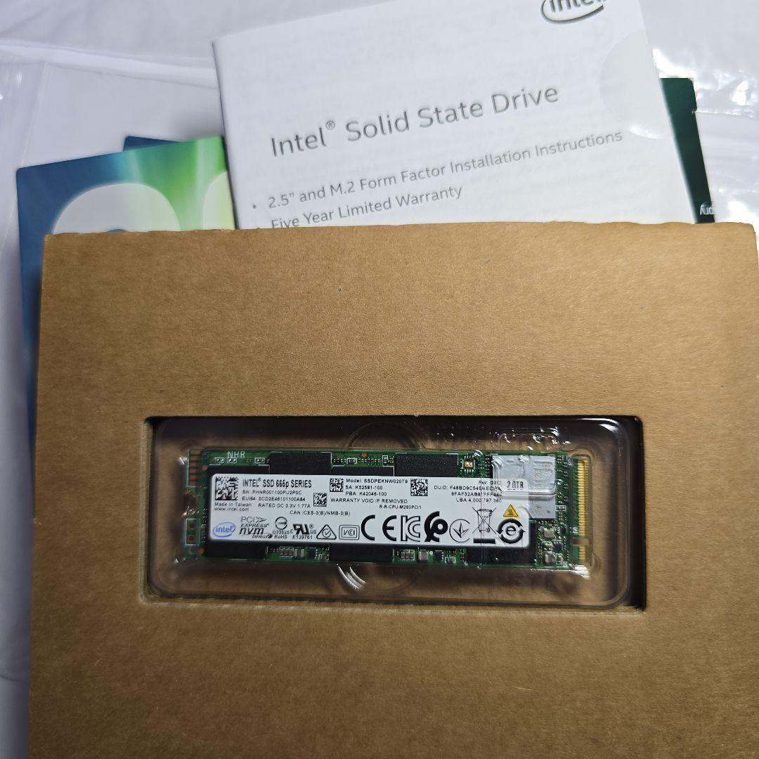 大容量 美品 Intel SSD6 665p 2TB x 2枚