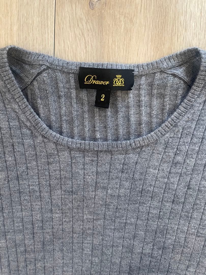 Drawer*定番カシミヤシルクリブクルーネックニット 2 グレー 神崎恵さん