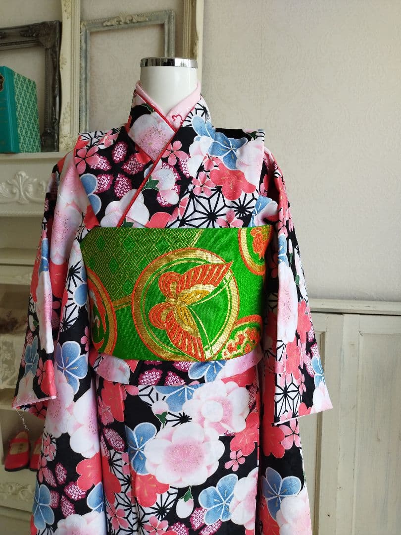 ☆グリーンの作り帯☆七五三ハーフ成人式