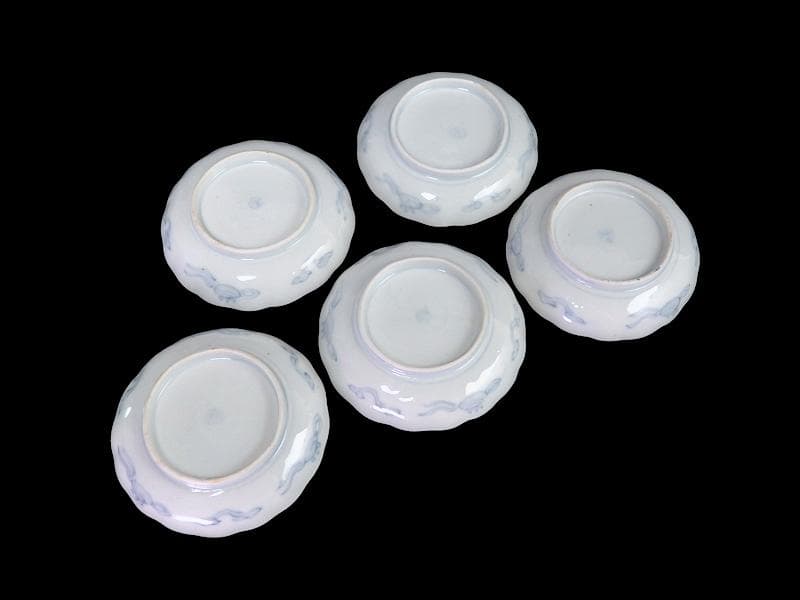 古伊万里 色絵 窓絵 獅子に花の図 4寸皿 5枚 C205AS-