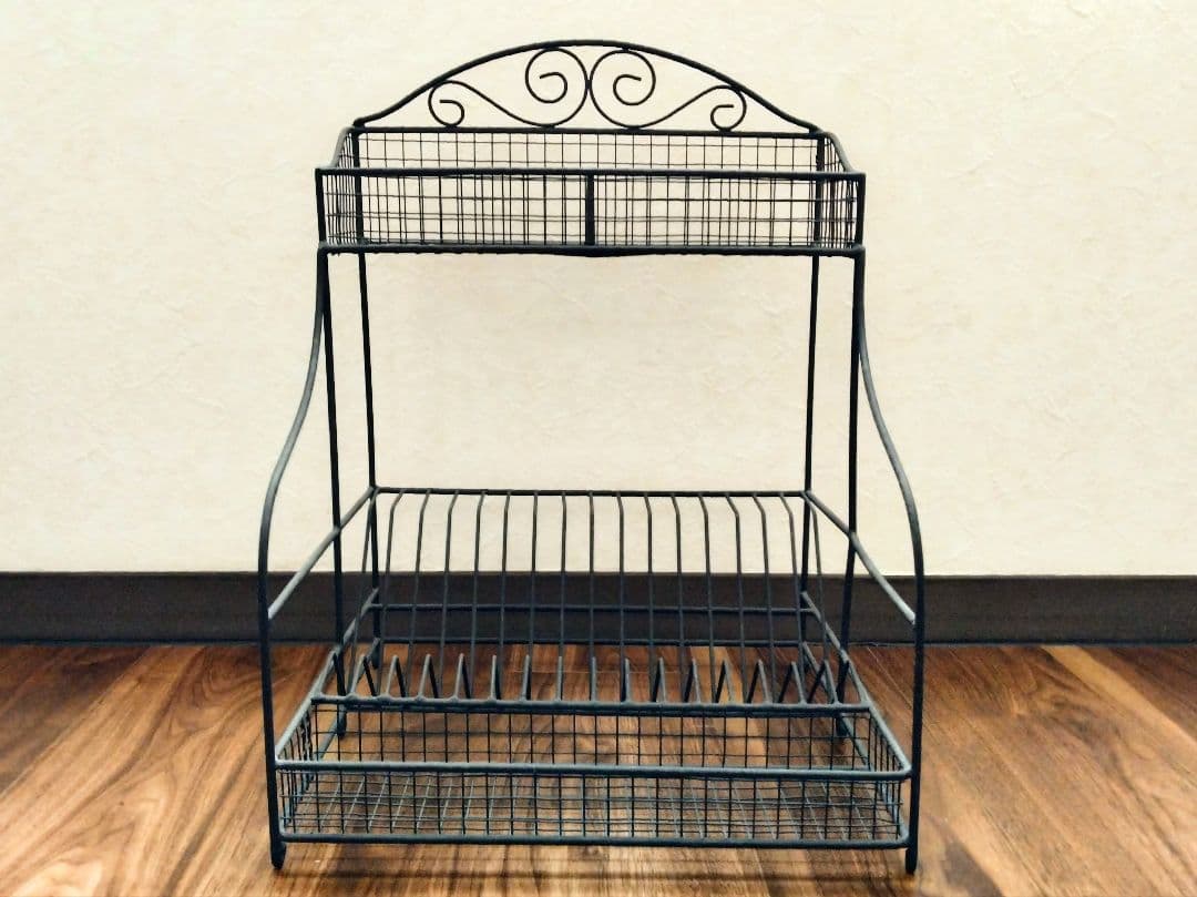 【ANTIQUE】コントワール・ドゥ・ファミーユ アイアンディッシュラック アイアン製 ディッシュラック フランスアンティーク 30cm | OGISHIMA