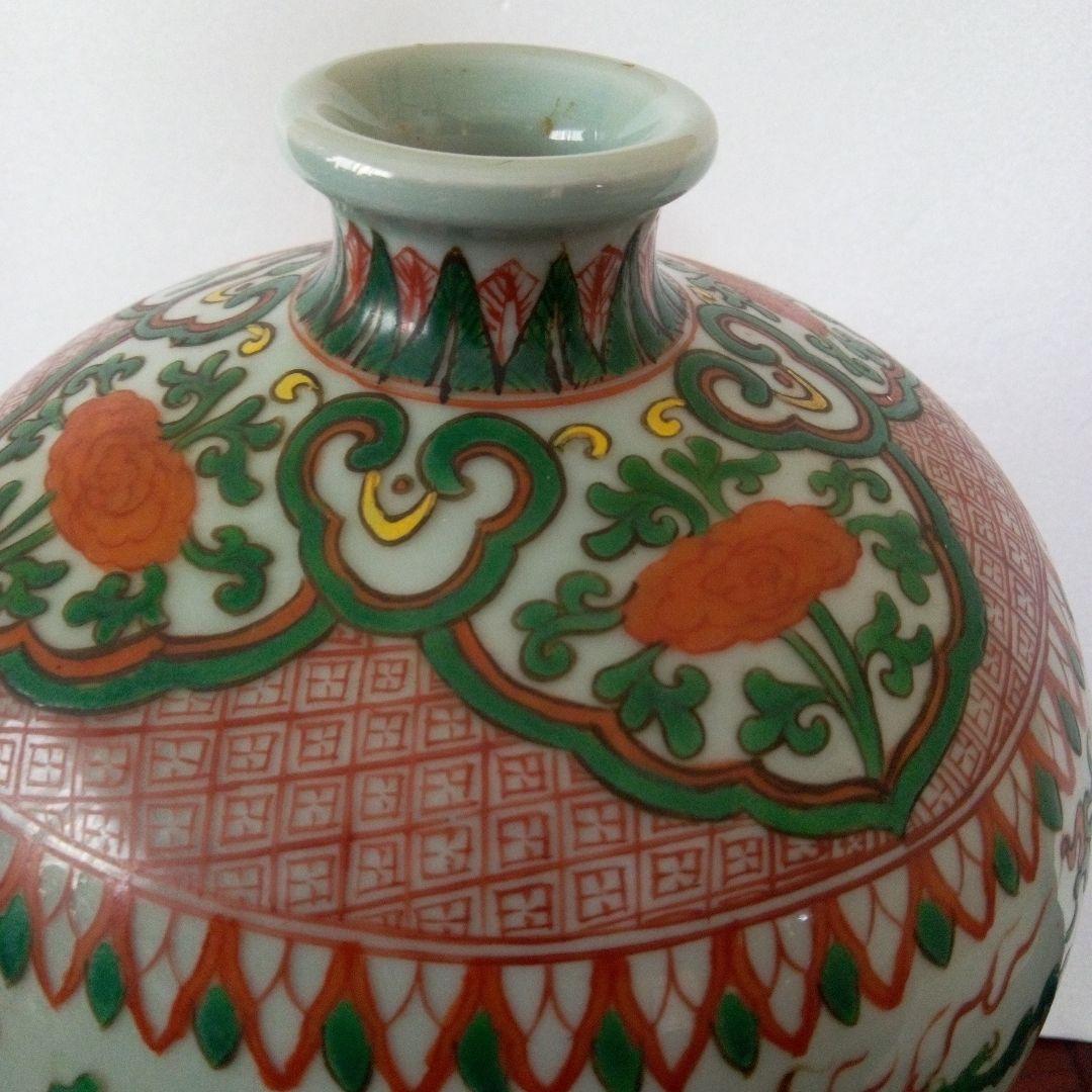 新品 通販ホビー・楽器・アート - 中国古玩 大明嘉靖年製 色絵龍紋様 梅瓶