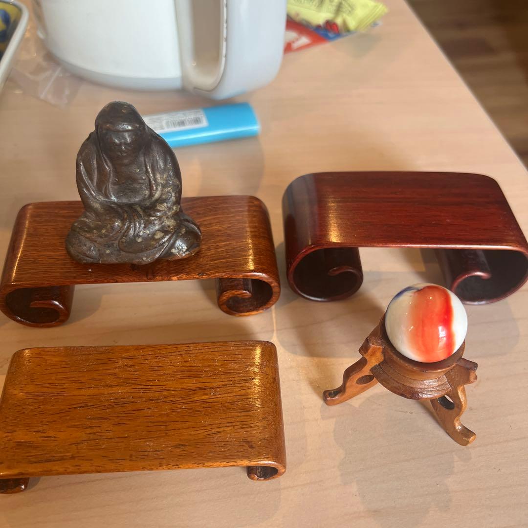 備前焼きだるま像？巻足ミニ花台 　3台 c76b7bc1d422d724737eaf1f7526e0