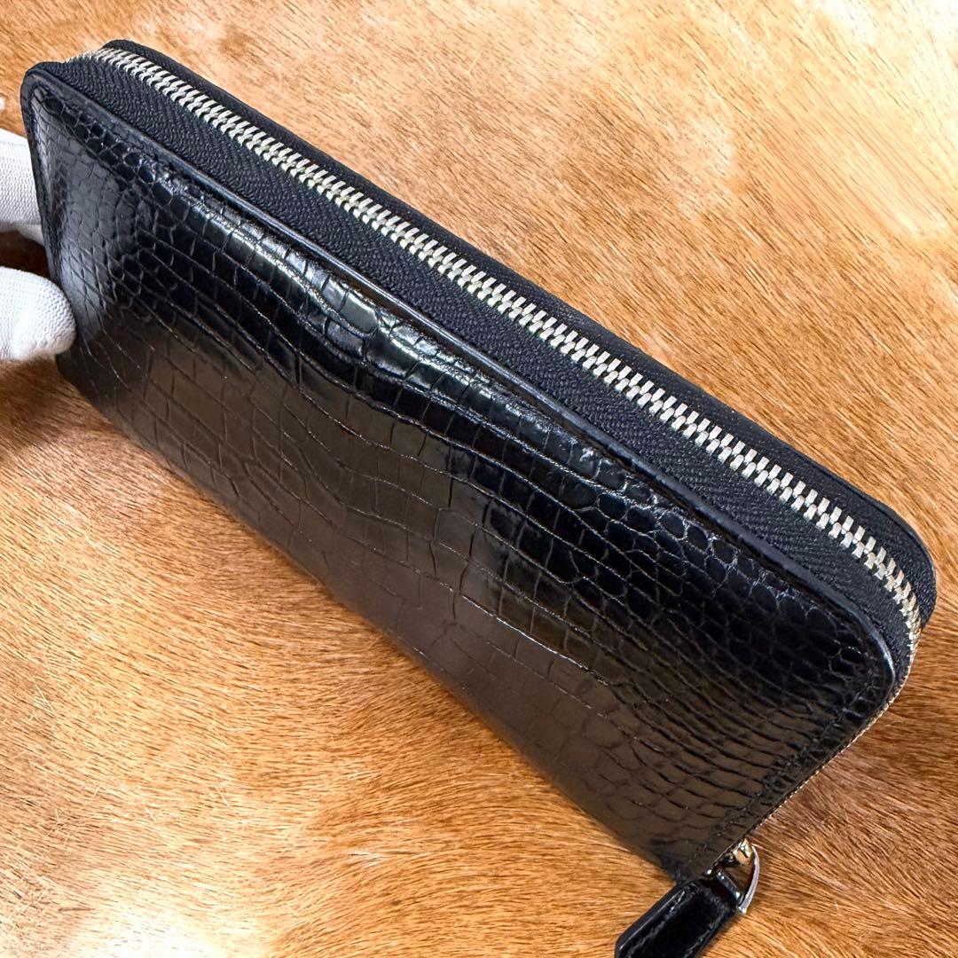 新品 JRA 定18万 最高峰 無双 クロコダイル ポロサス 長財布 桐箱付 黒
