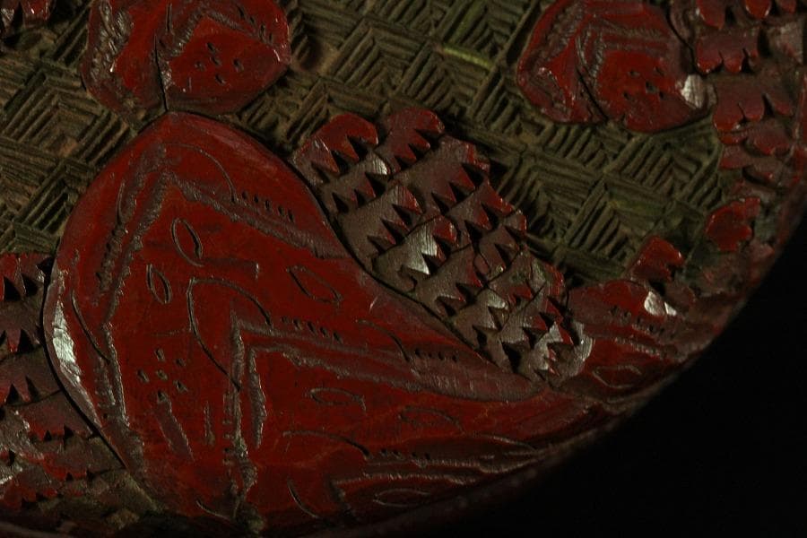 中国美術 堆朱 刻松下人物紋 香合(K-A833) - メルカリ