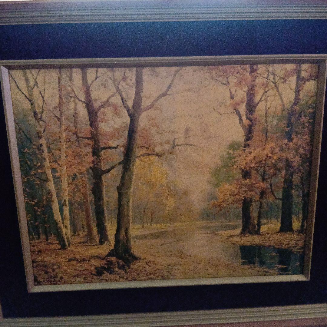 ☆画題 秋景色 ロバートウッド作 複製画 ビンテージ - メルカリ