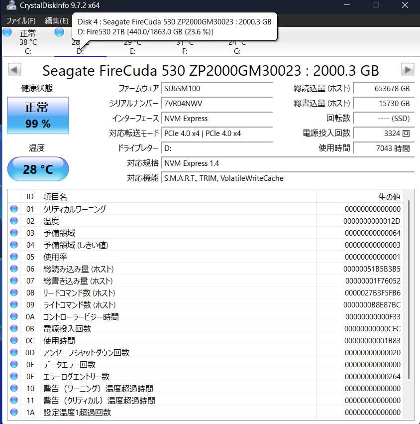 内蔵型SSD Seagate FireCuda 530 2TB SSD