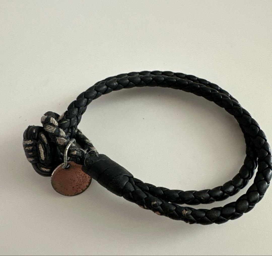 ボッテガヴェネタ】ブラックレザー 編み込みブレスレット - メルカリ