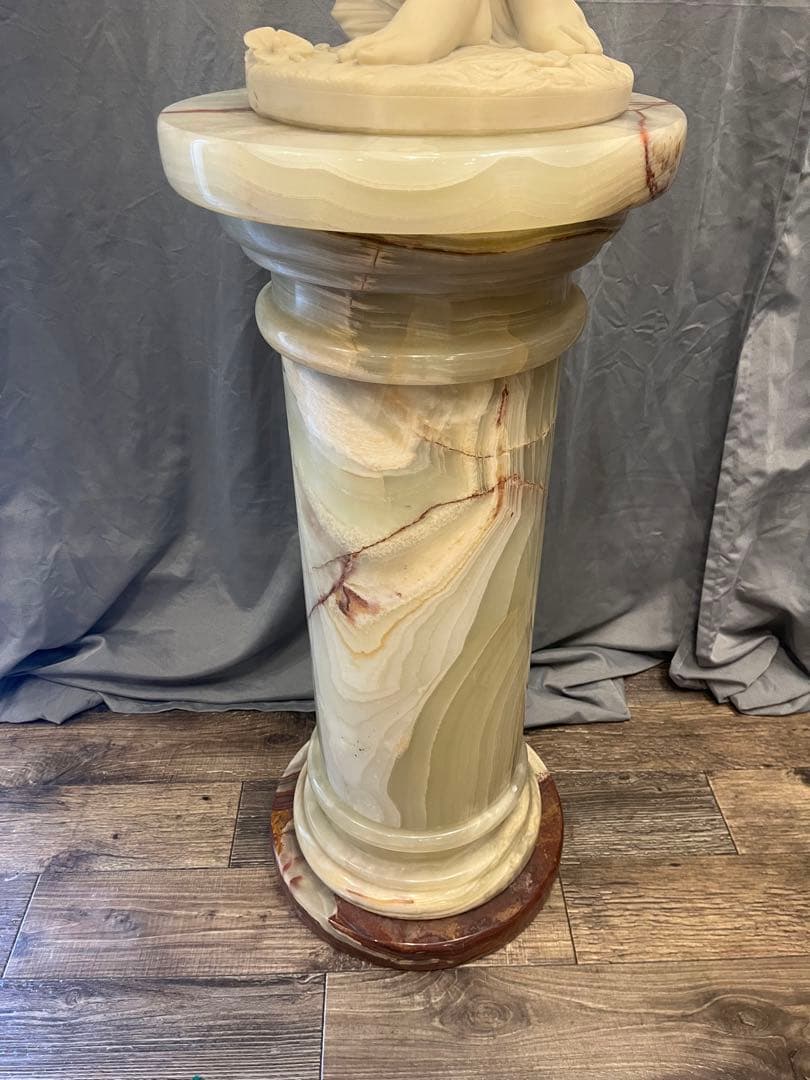 西洋美術 大理石 女神像 「小花を持つ女神」 支柱 柱 花台 フラワー