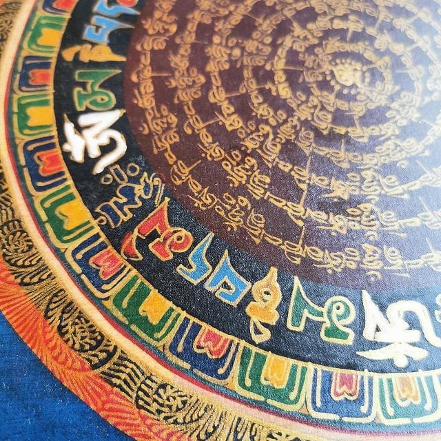 オンマニペメフム マントラ 曼荼羅 チベタン ： タンカ 仏画（額縁なし